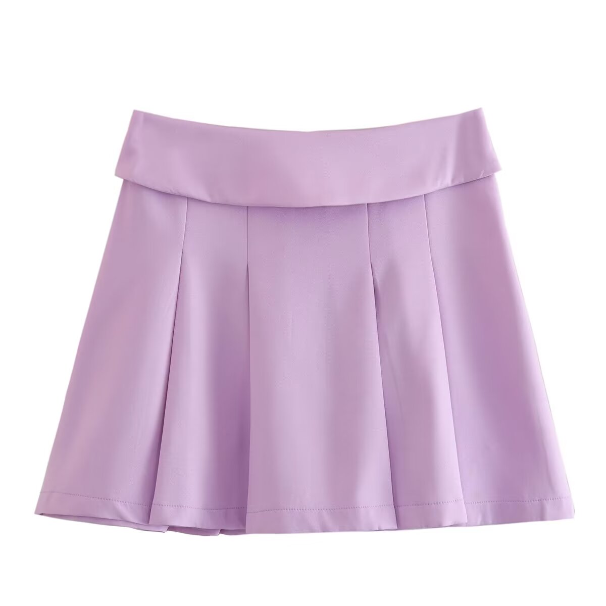Women Clothing French Turn Waist Wide Pleated Short Skirt