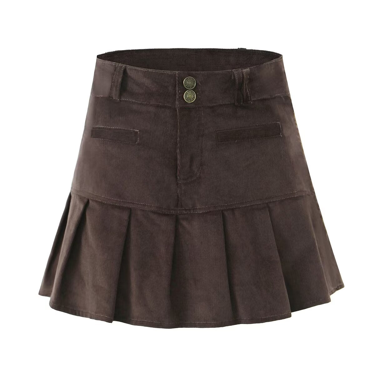 Corduroy Skirt for Women Summer Sexy Anti Exposure High Waist Sheath A line Pleated Skirt