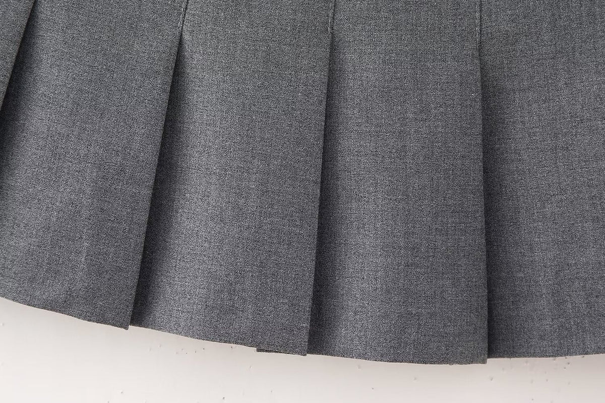 College Sexy Pleated Skirt Skirt Spring Western All-Matching High Waist Slimming A- line Skirt Women