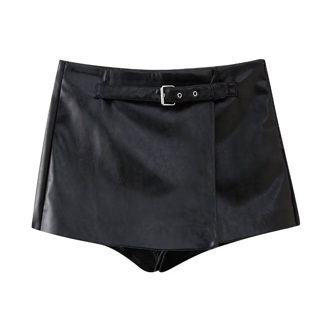 Goods Spring Faux Leather Belt Skirt Chic