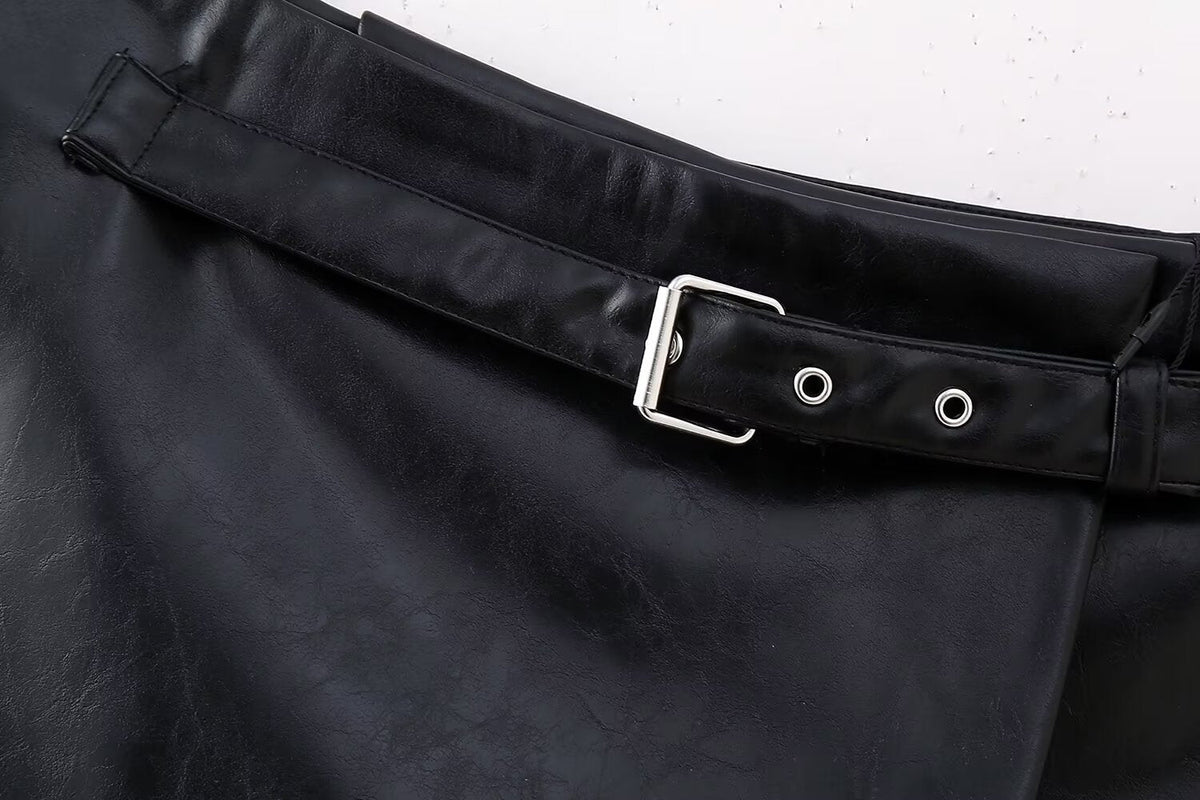 Goods Spring Faux Leather Belt Skirt Chic