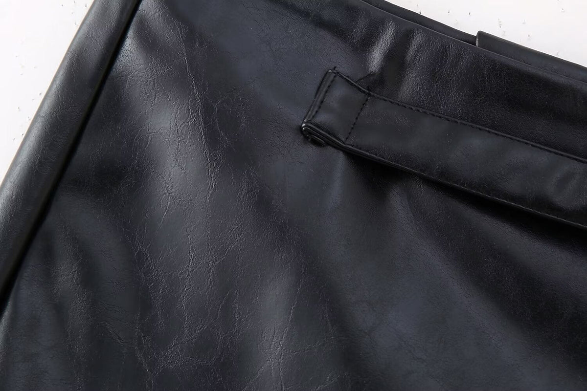 Goods Spring Faux Leather Belt Skirt Chic