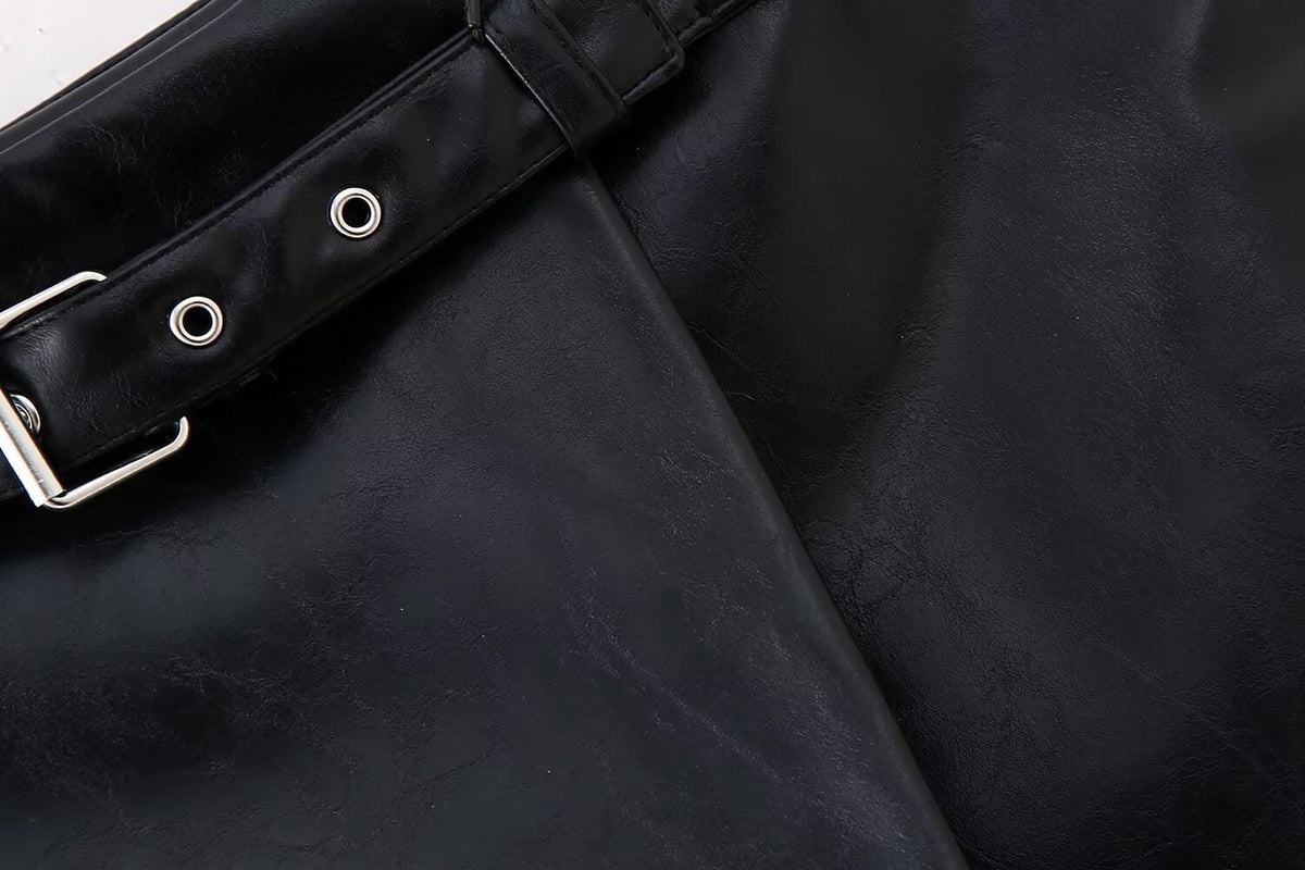 Goods Spring Faux Leather Belt Skirt Chic
