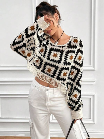 Women Summer New Crocheted Hollow Tassel Mat Crochet hook