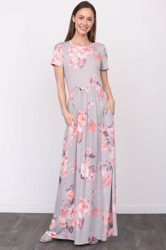 Short Sleeve Floral Maxi Dress