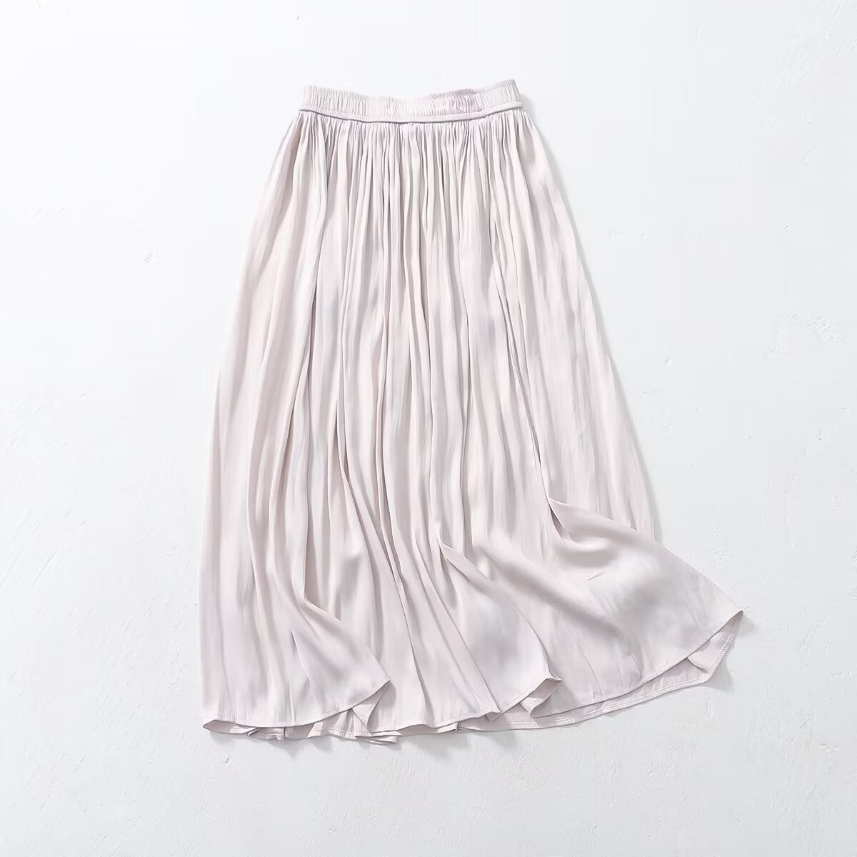 Summer Japanese Korean Elastic Waist Solid Color Cuprammonuium Long Skirt Women