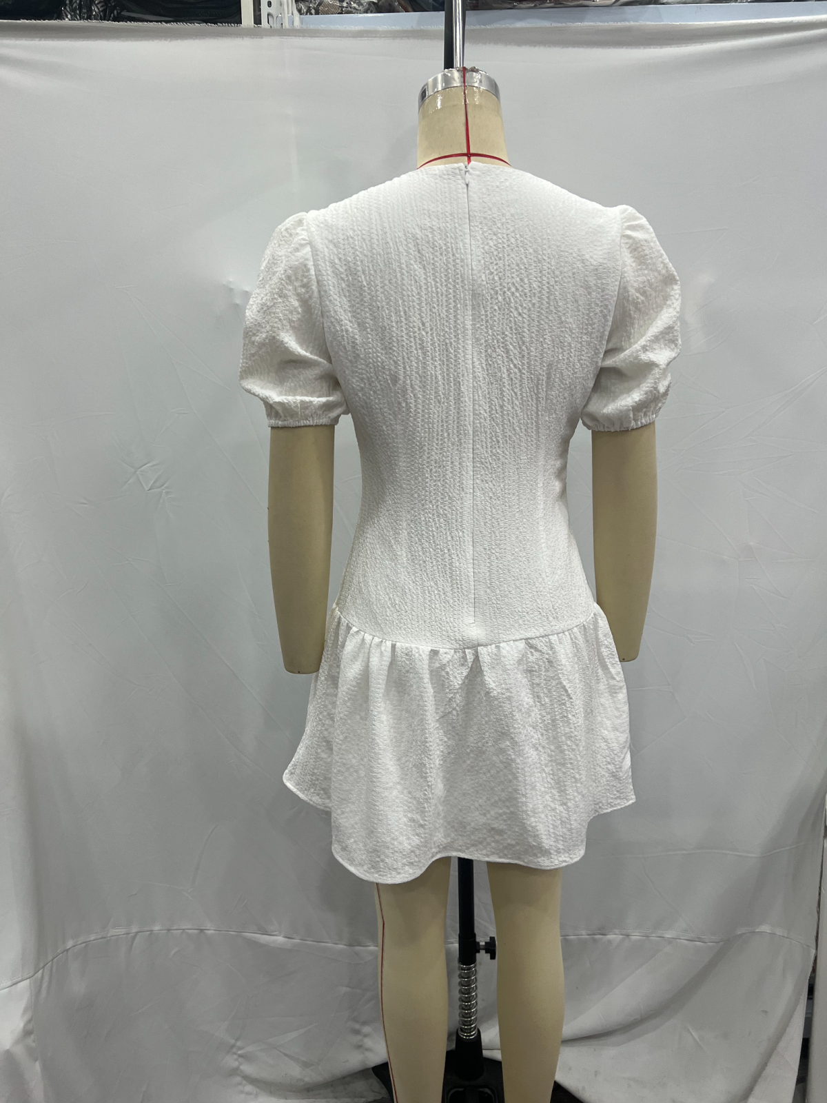 Summer Hollow Out Cutout Embroidered Mid Length Ruffled Dress White Ruffled Women