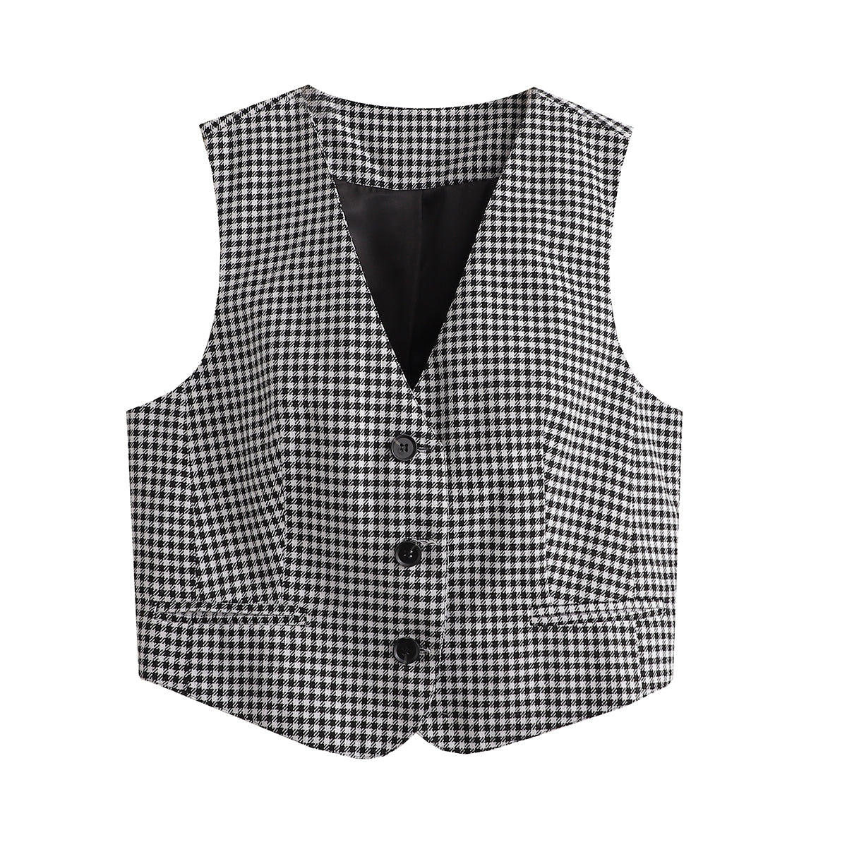 Women French Casual V Neck Sleeveless Vest Short Vest