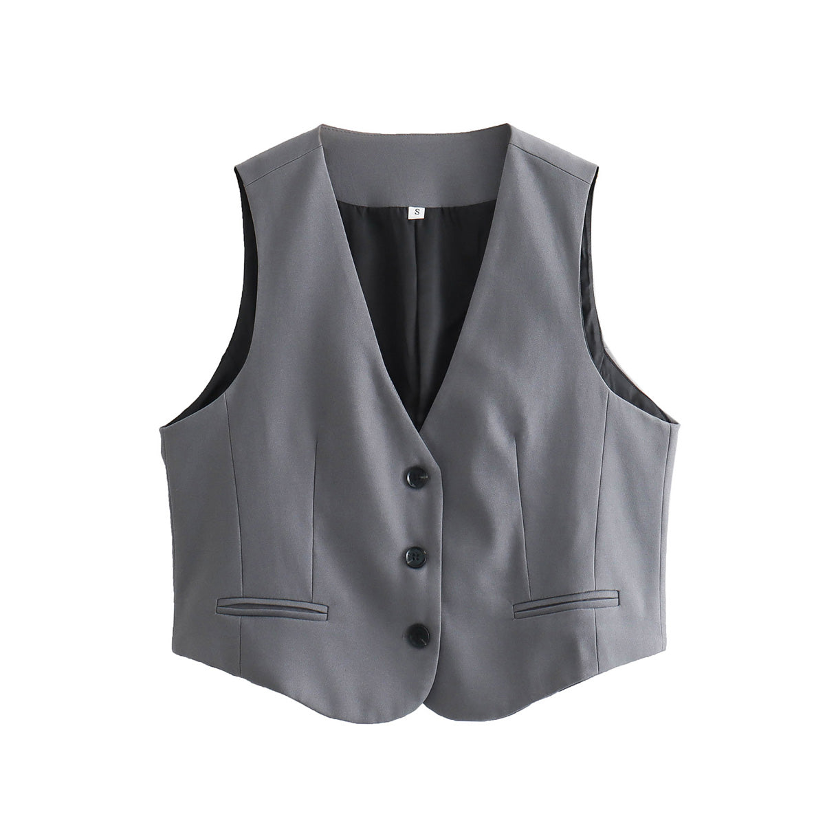Women French Casual V Neck Sleeveless Vest Short Vest