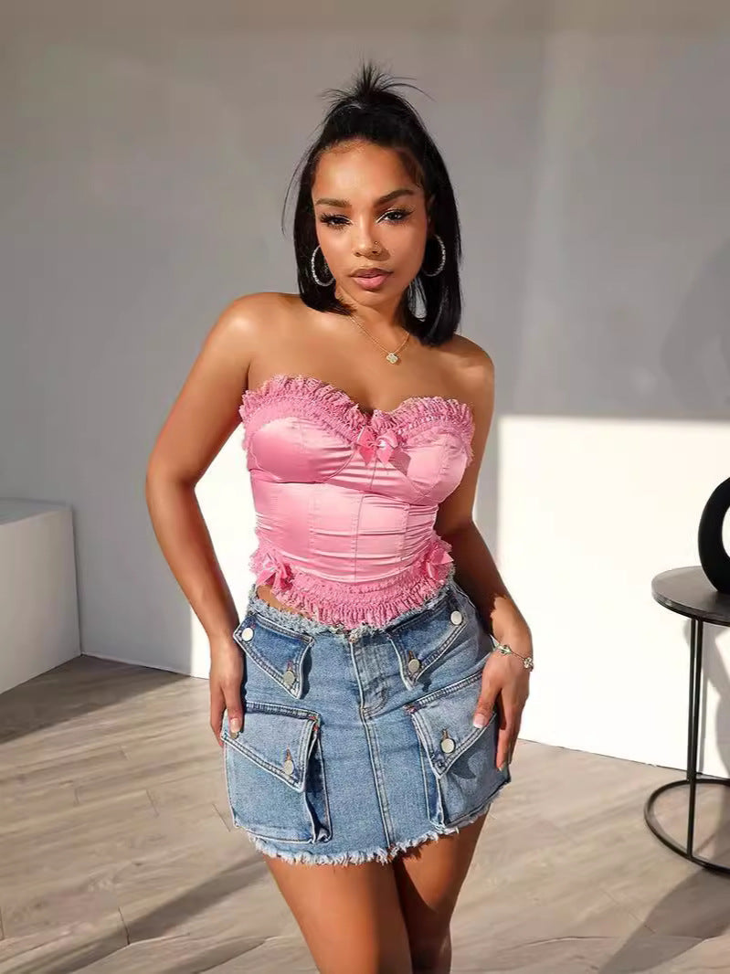 Casual Sexy Slim Stretch Denim Package Hip Skirt Women Clothing