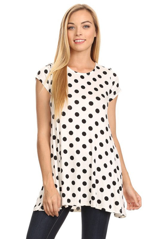 Polka dot printed tunic top