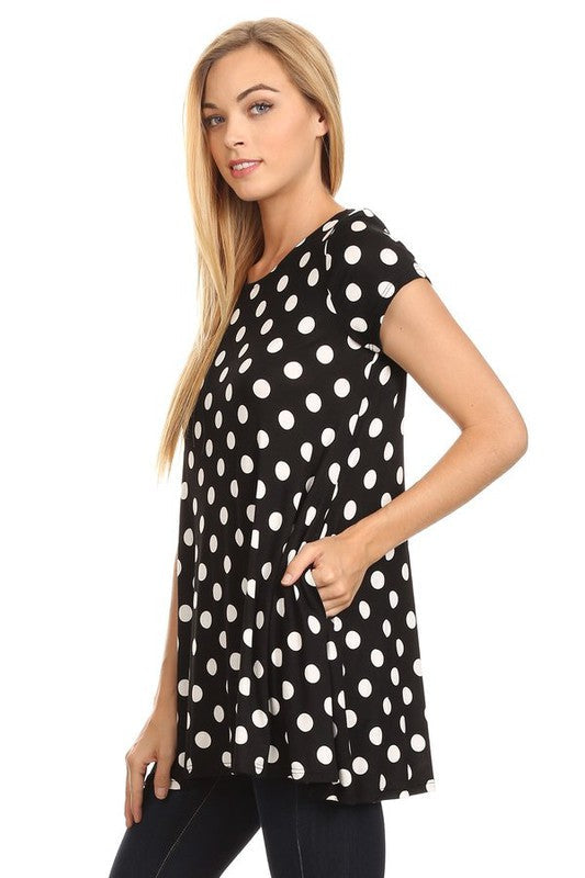 Polka dot printed tunic top