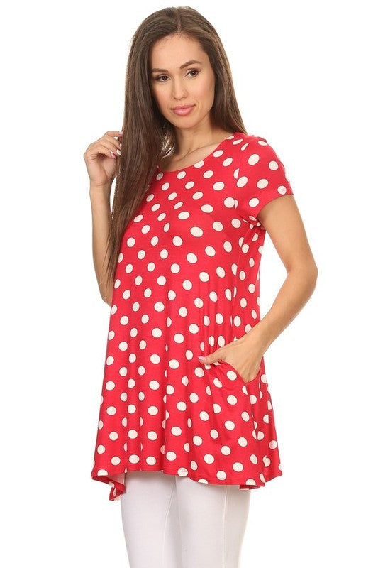 Polka dot printed tunic top