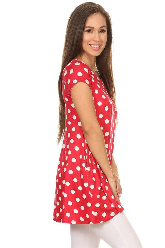 Polka dot printed tunic top