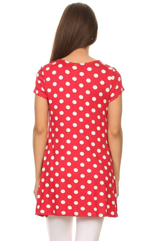 Polka dot printed tunic top