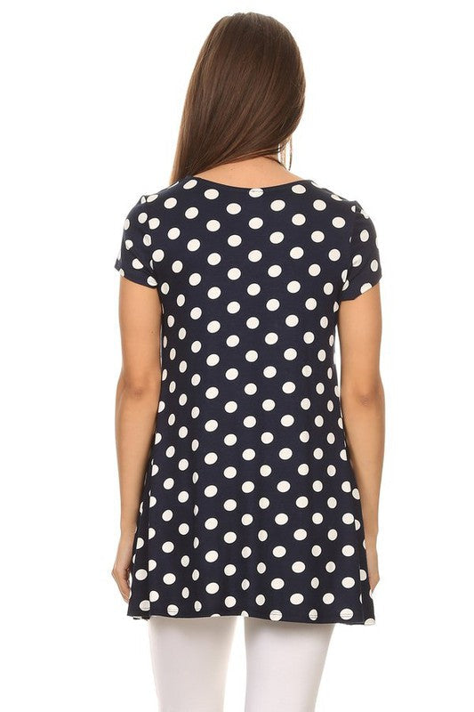 Polka dot printed tunic top