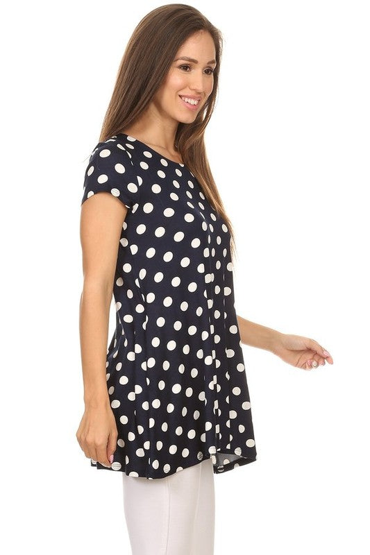 Polka dot printed tunic top