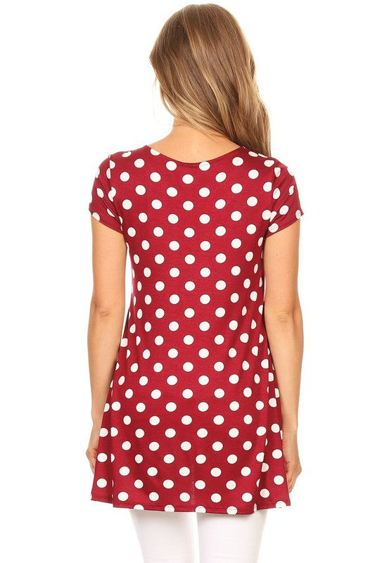 Polka dot printed tunic top