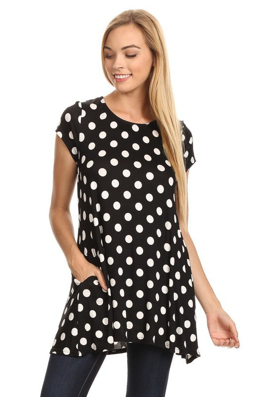 Polka dot printed tunic top
