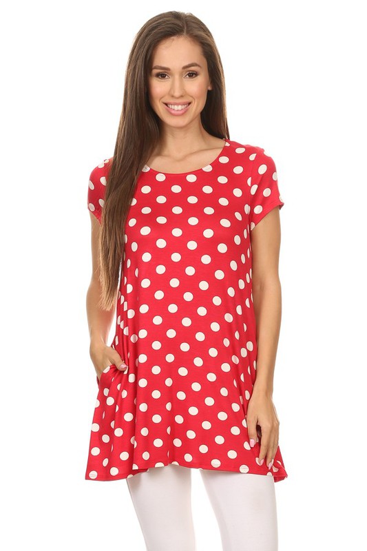 Polka dot printed tunic top