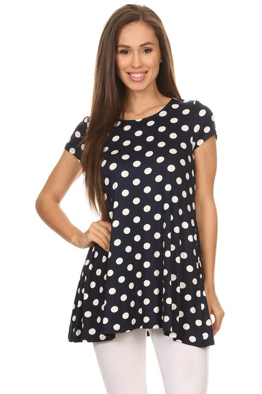 Polka dot printed tunic top