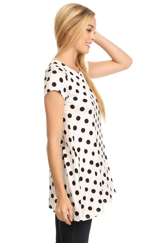 Polka dot printed tunic top