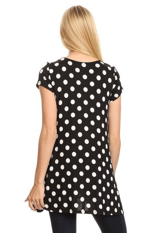 Polka dot printed tunic top