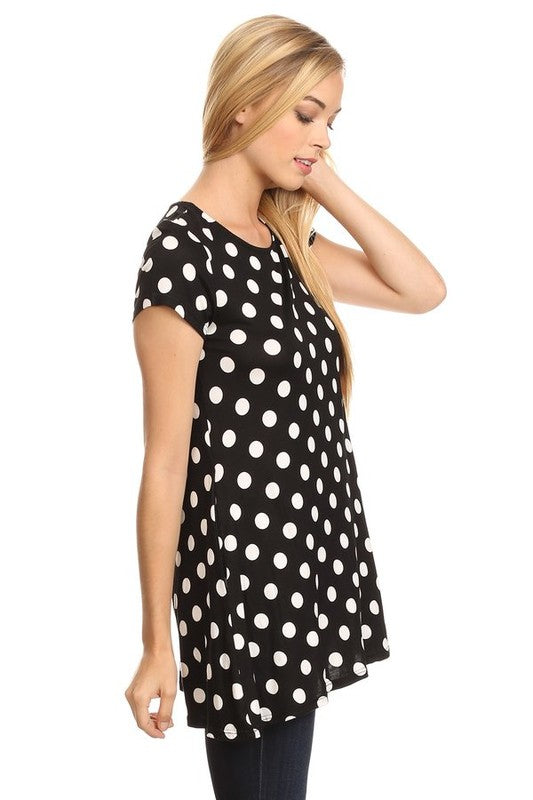 Polka dot printed tunic top