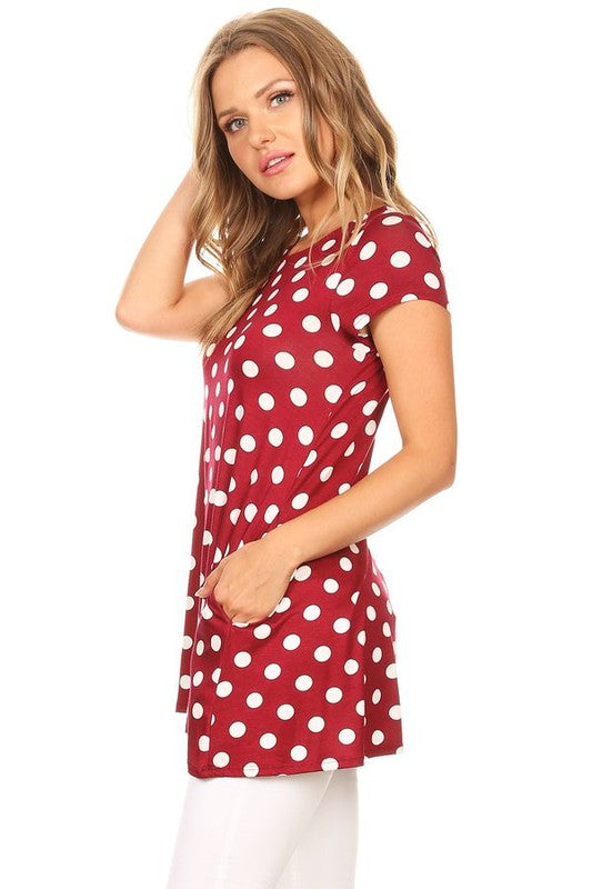 Polka dot printed tunic top