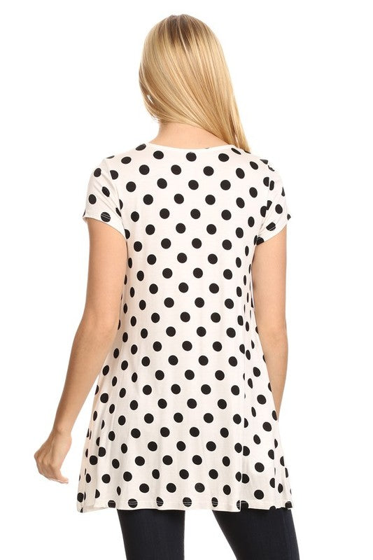 Polka dot printed tunic top