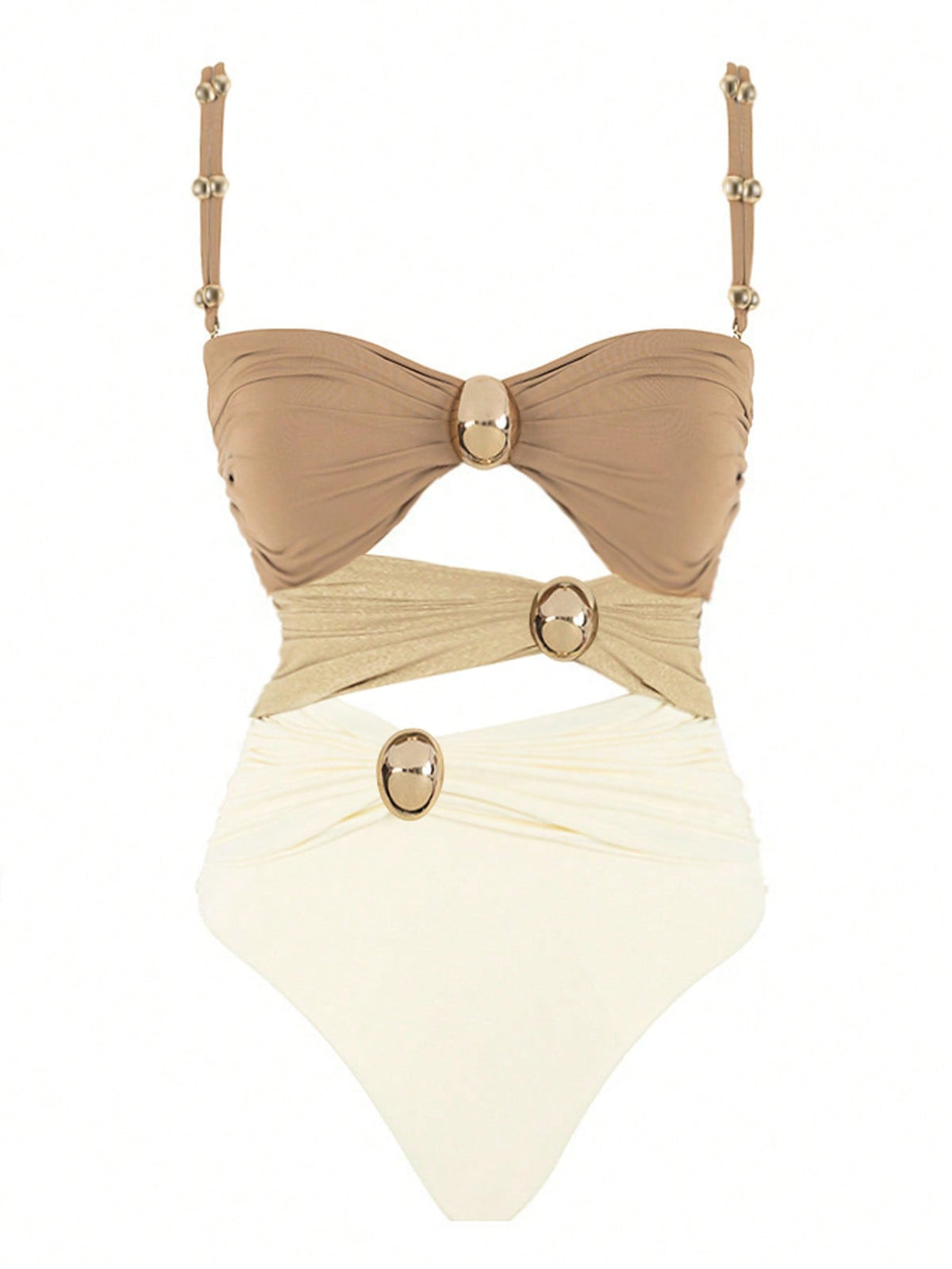 Bikinx Hollow Out Round Buckle Decor Three Color Sexy Monokini