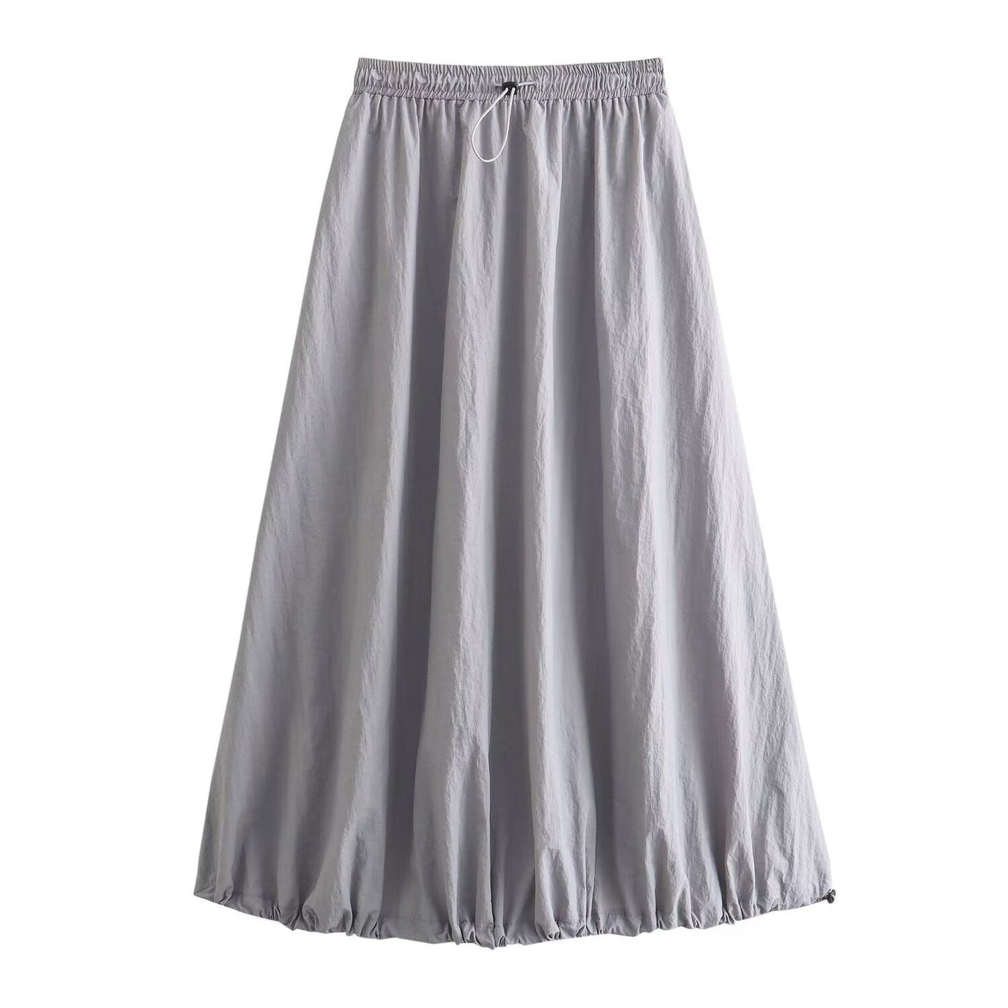 Spring Women Clothing Wind Speed Dry Tooling Large Swing Drawstring Bud Elastic Waist Skirt