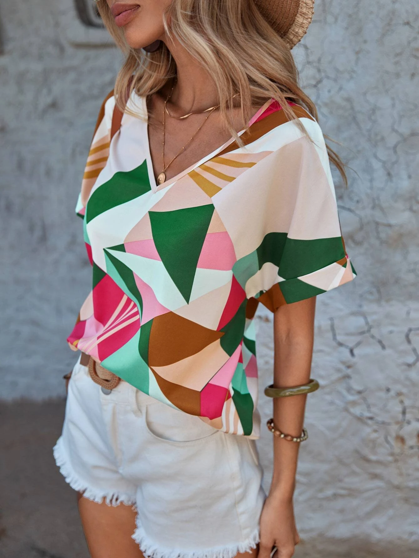 Geometric Print Short Sleeve Shirt