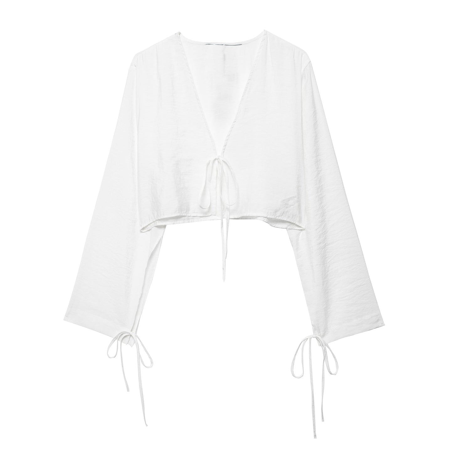 Spring Women Clothing Bowknot Drape Short Shirt