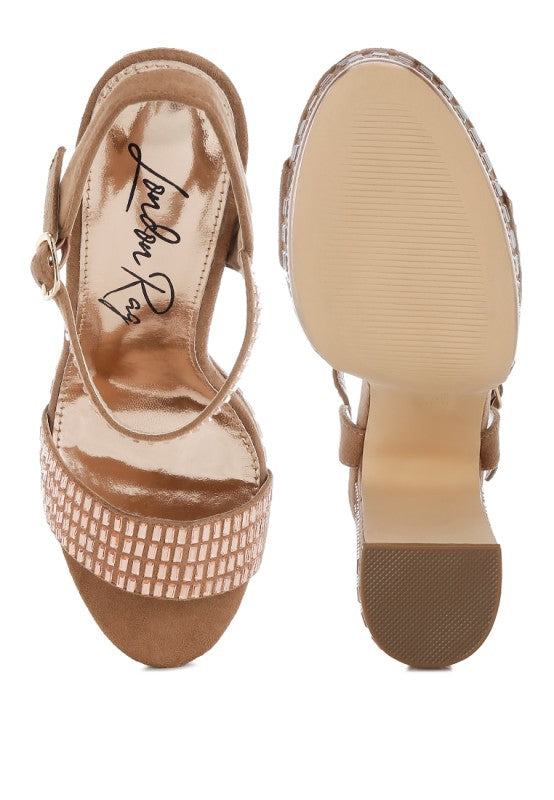 Starlet Rhinestones Embellished Ankle Strap Heels