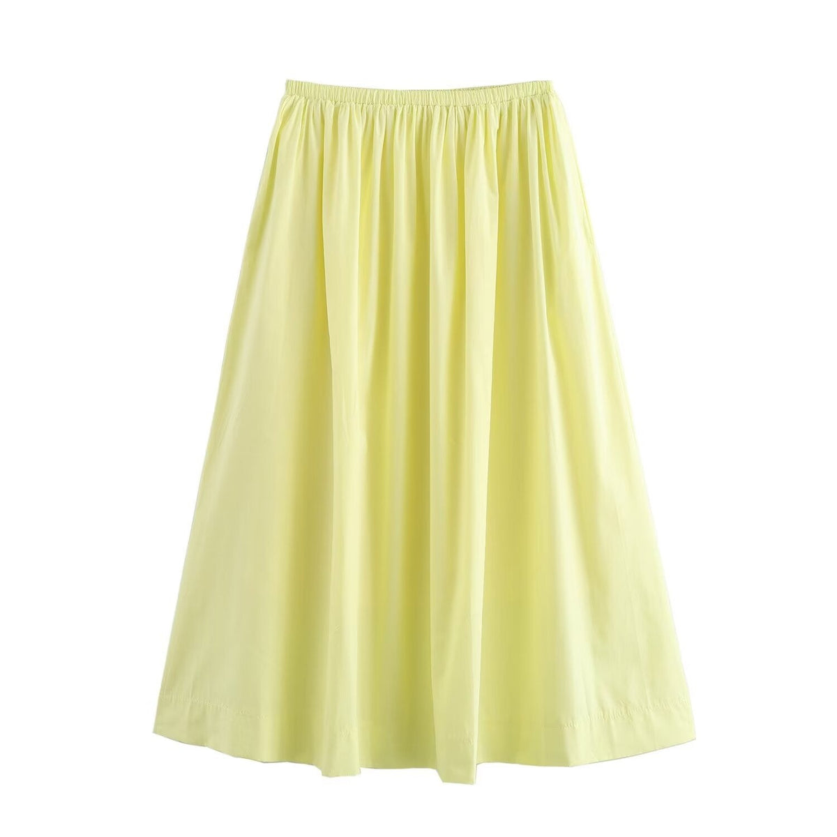 Summer Simple Casual Big Pear Friendly Umbrella Skirt Women Elastic Waist Loose Fitting Mid Length Dress