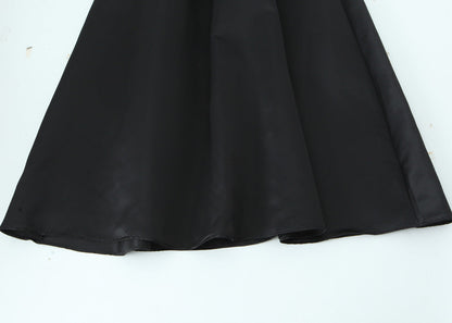 Women Solid Color Frill Strap Slim Fit Patchwork Casual Sling Dress