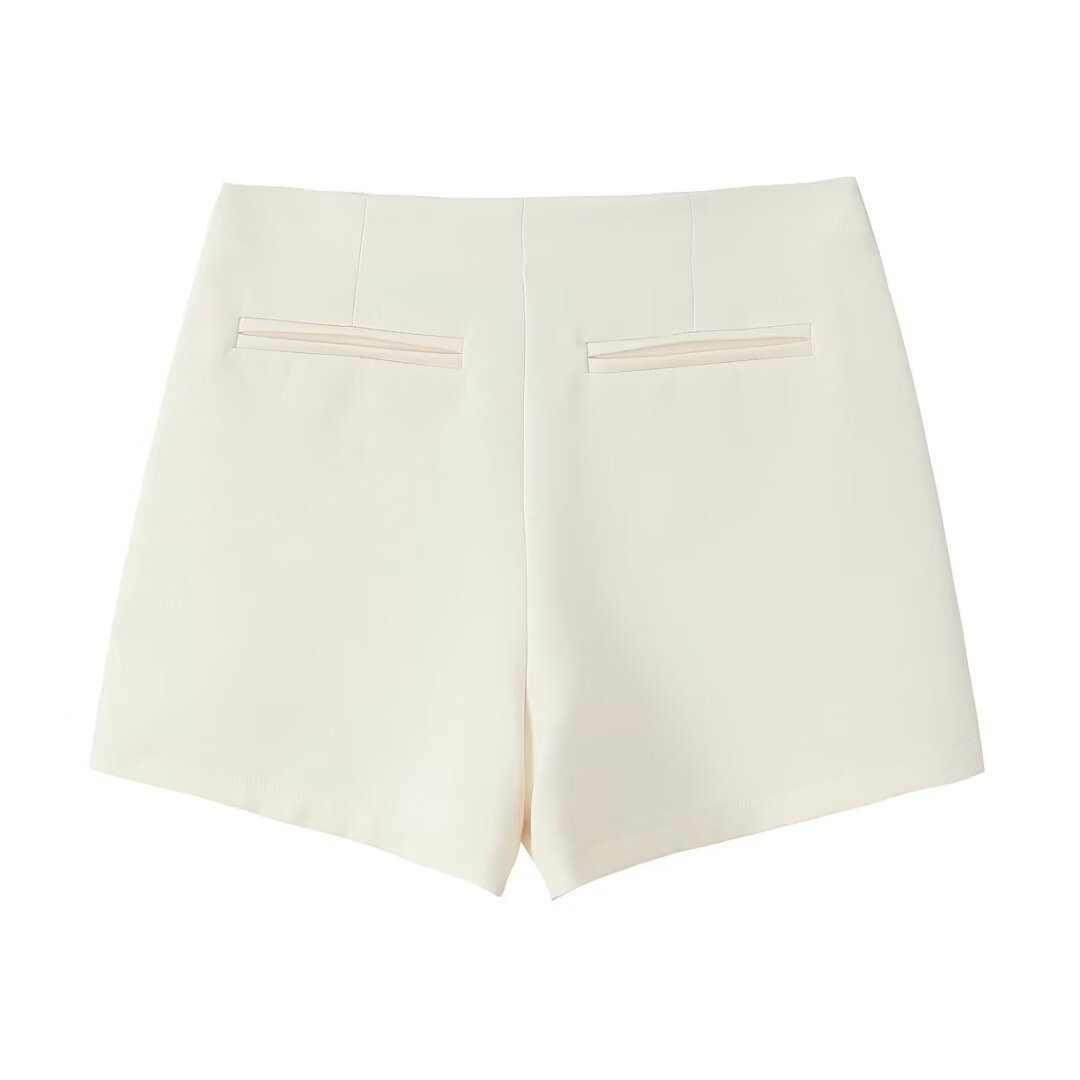 Women Clothing All Match Solid Color Asymmetric High Waist Casual Wide Leg Short Culottes