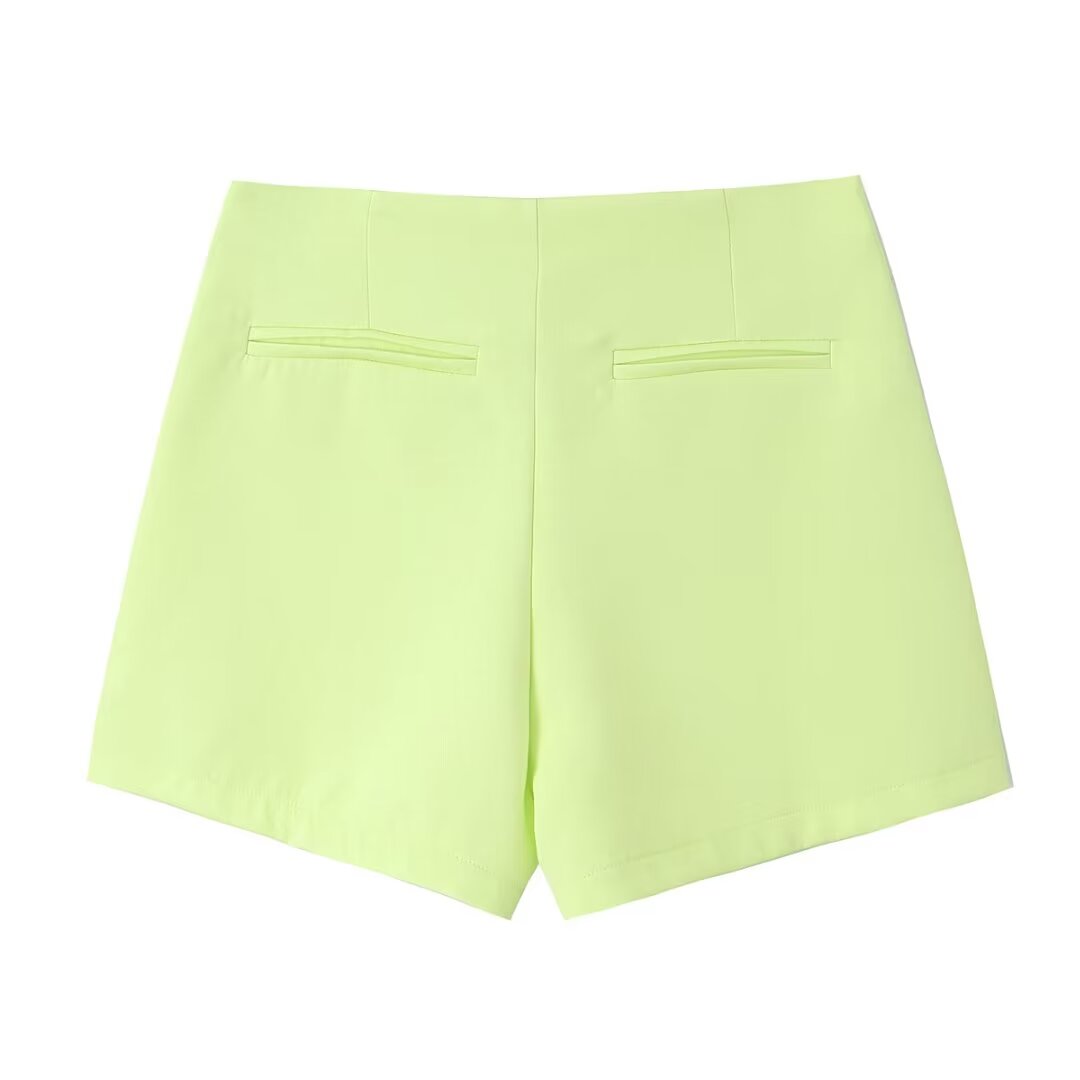 Women Clothing All Match Solid Color Asymmetric High Waist Casual Wide Leg Short Culottes