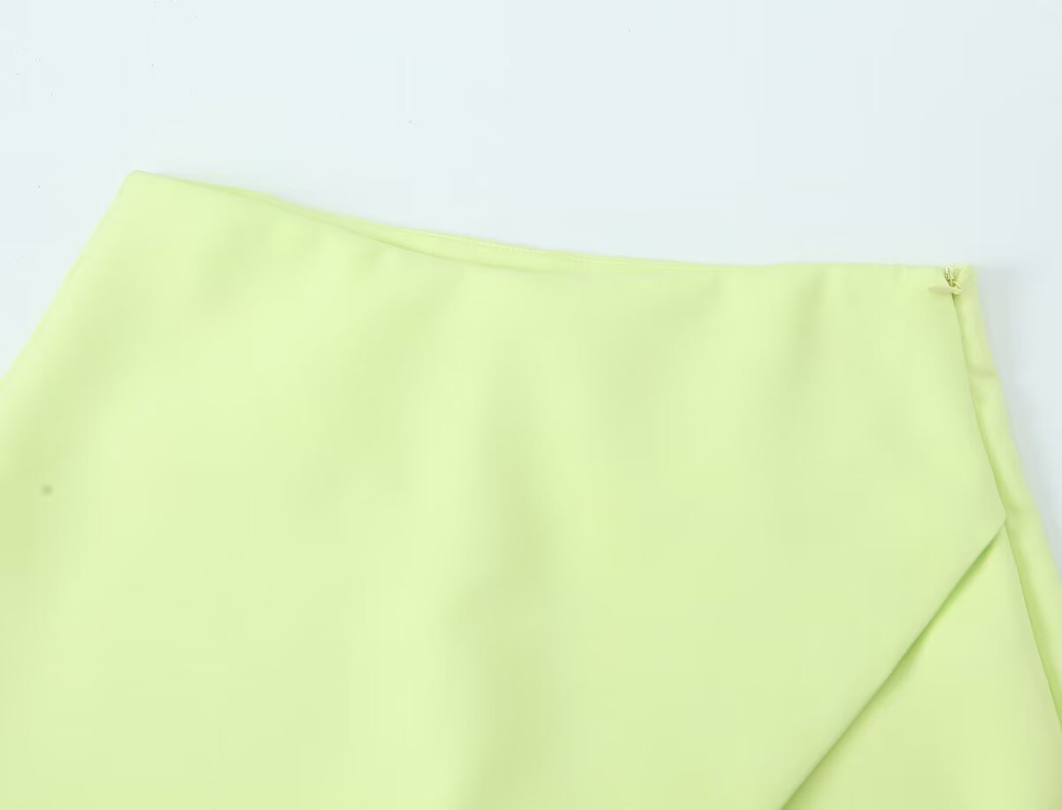Women Clothing All Match Solid Color Asymmetric High Waist Casual Wide Leg Short Culottes