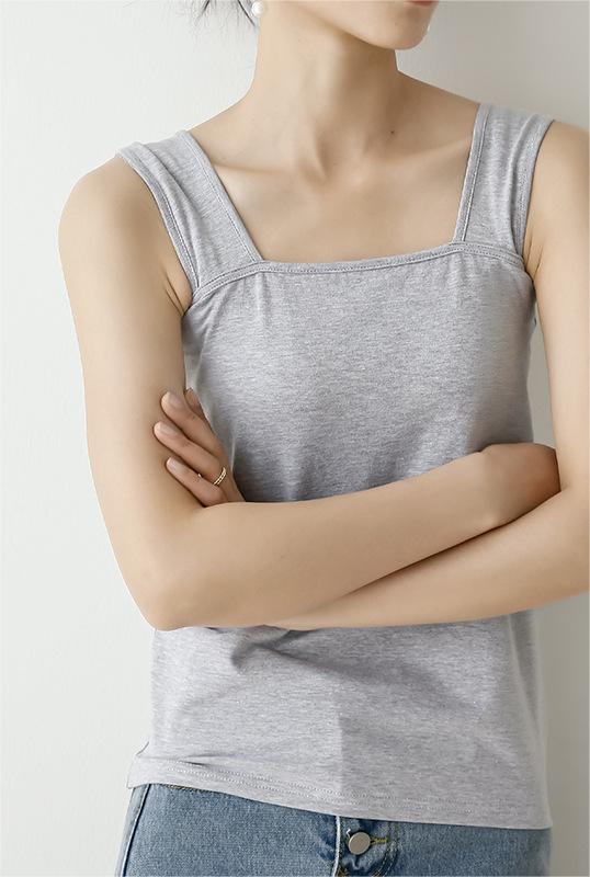 Summer Vest Women Cold Solid Color Cotton Base Ride T Shirt Women Sling