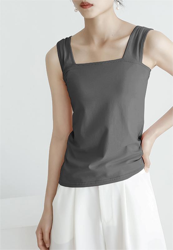 Summer Vest Women Cold Solid Color Cotton Base Ride T Shirt Women Sling