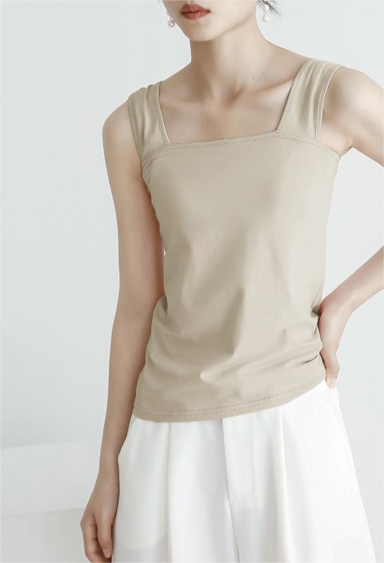 Summer Vest Women Cold Solid Color Cotton Base Ride T Shirt Women Sling