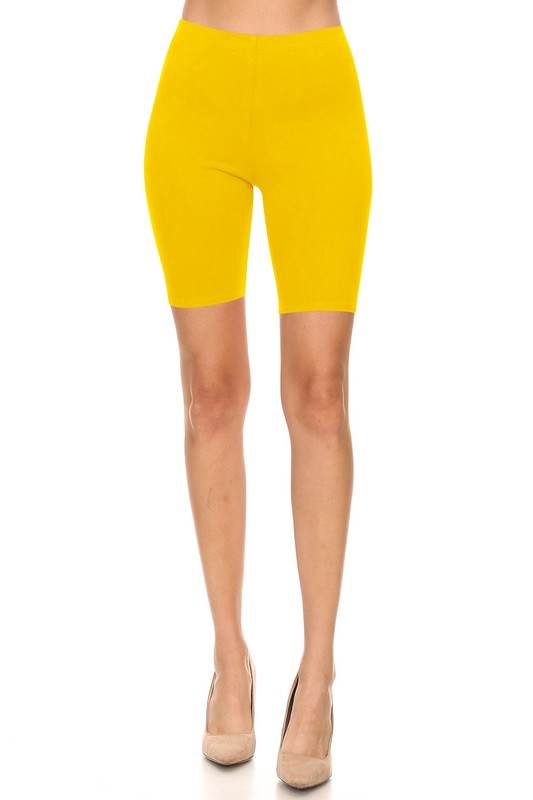 Solid high waist biker shorts