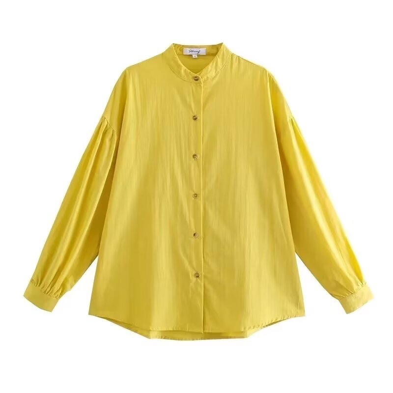 Autumn Street Hipster Collared Single Breasted Solid Color Long Sleeve Shirt