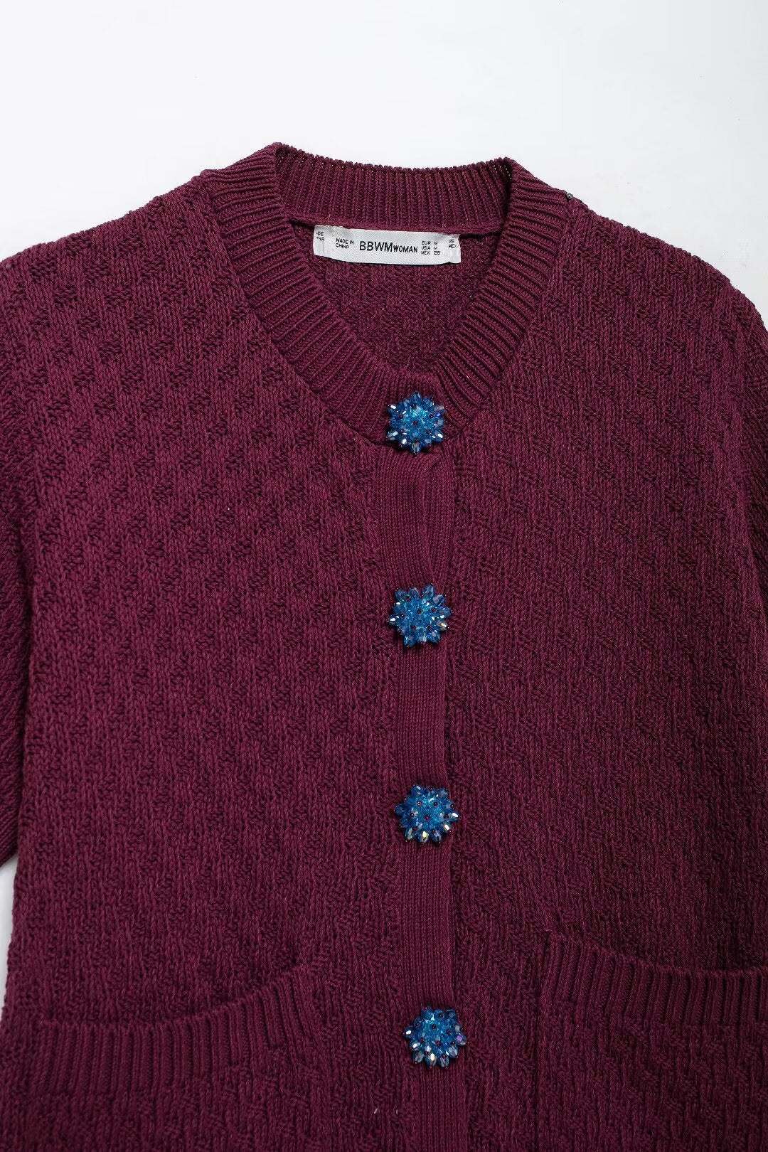Autumn Women Street Jewelry Button Decoration Knitted Coat