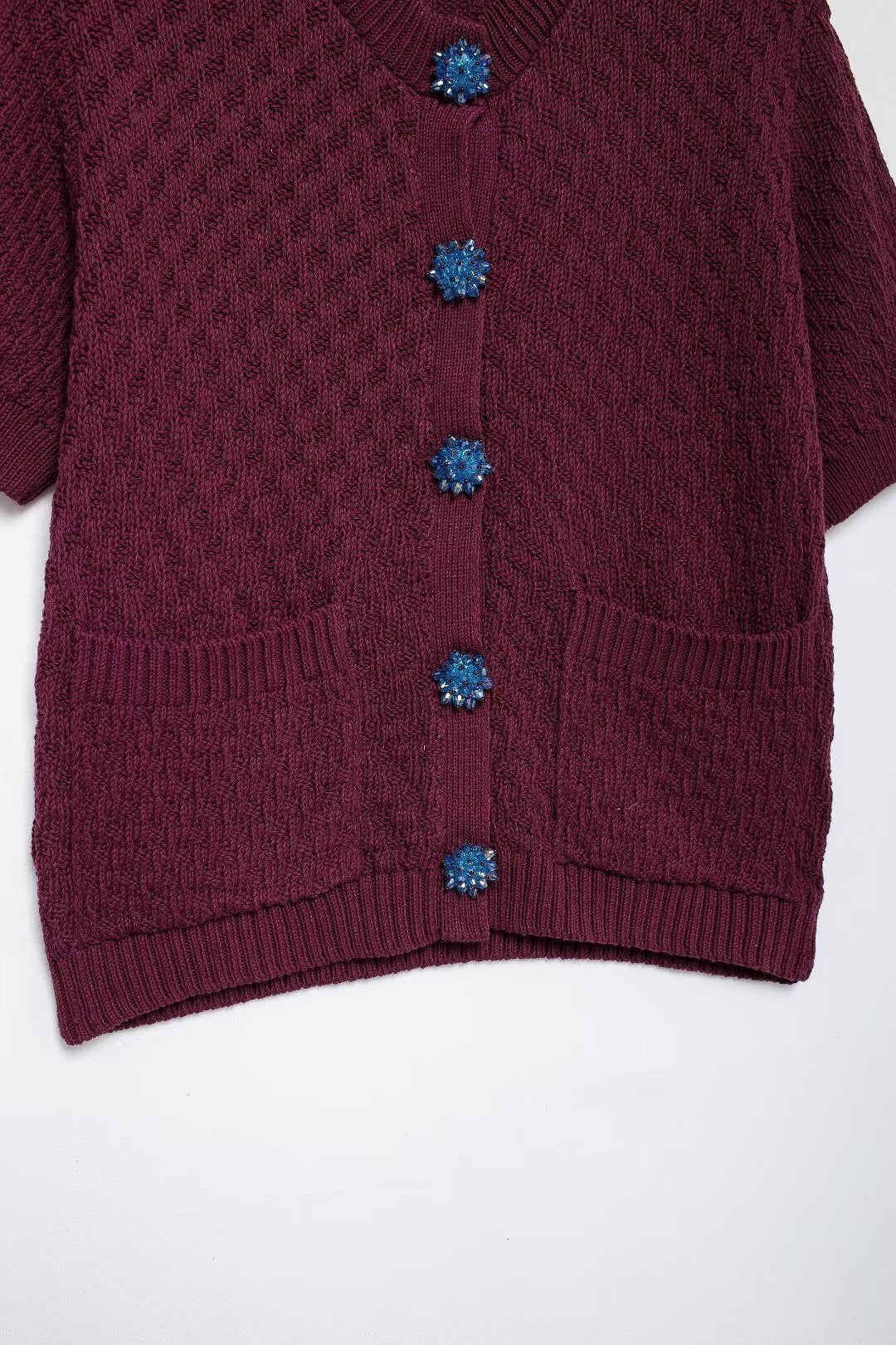 Autumn Women Street Jewelry Button Decoration Knitted Coat