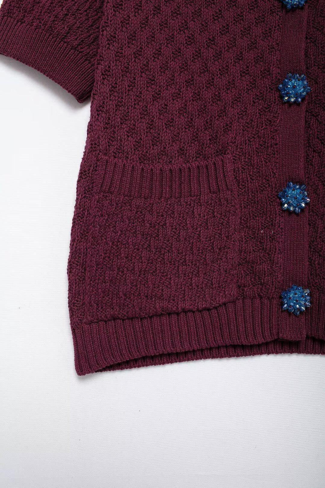 Autumn Women Street Jewelry Button Decoration Knitted Coat