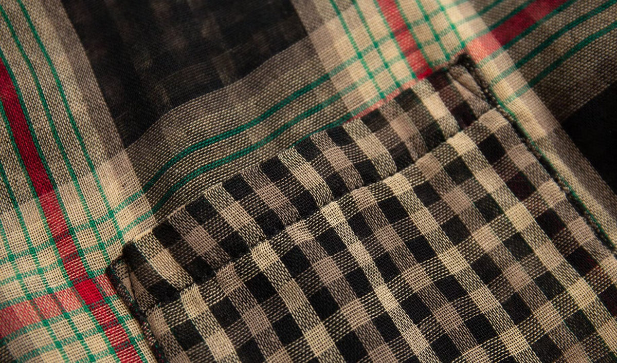 Retro Spliced Plaid Blouse Women Autumn Loose Casual Long Sleeves Couple Clothes Stylish Shirt
