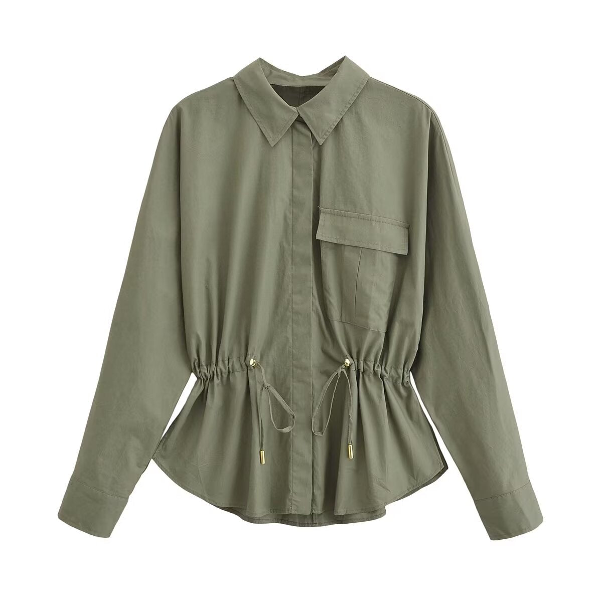 Fall Women Clothing Casual Simple All Matching Work Clothes Shirt